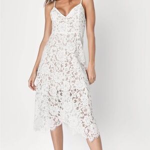 Lulus Elegant White Lace Midi Dress